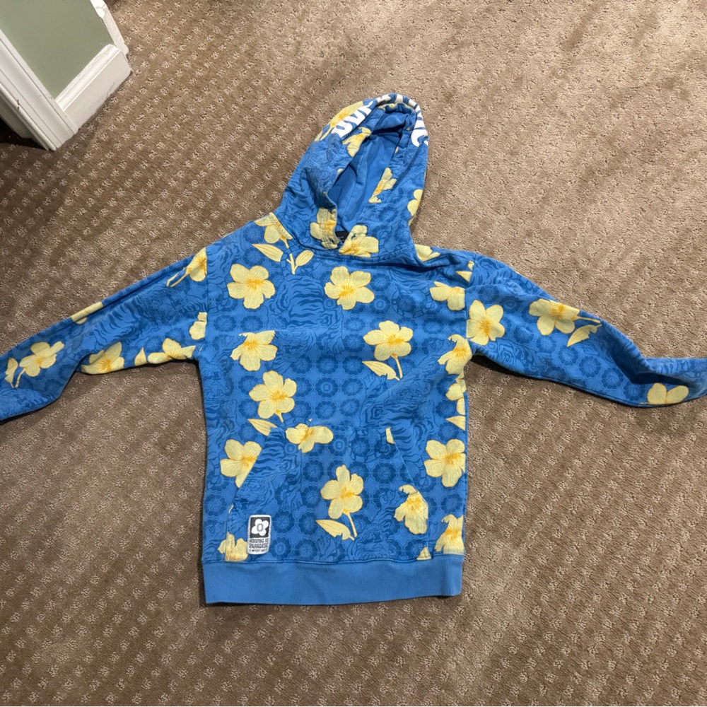 Blue & Yellow Floral Kids Hoodie